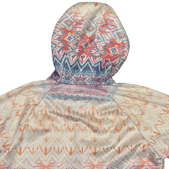 Burton Hoodie Womens Large L Pink White Aztec Peak Fleece Lined Full Zip Jacket - Picture 6 of 14